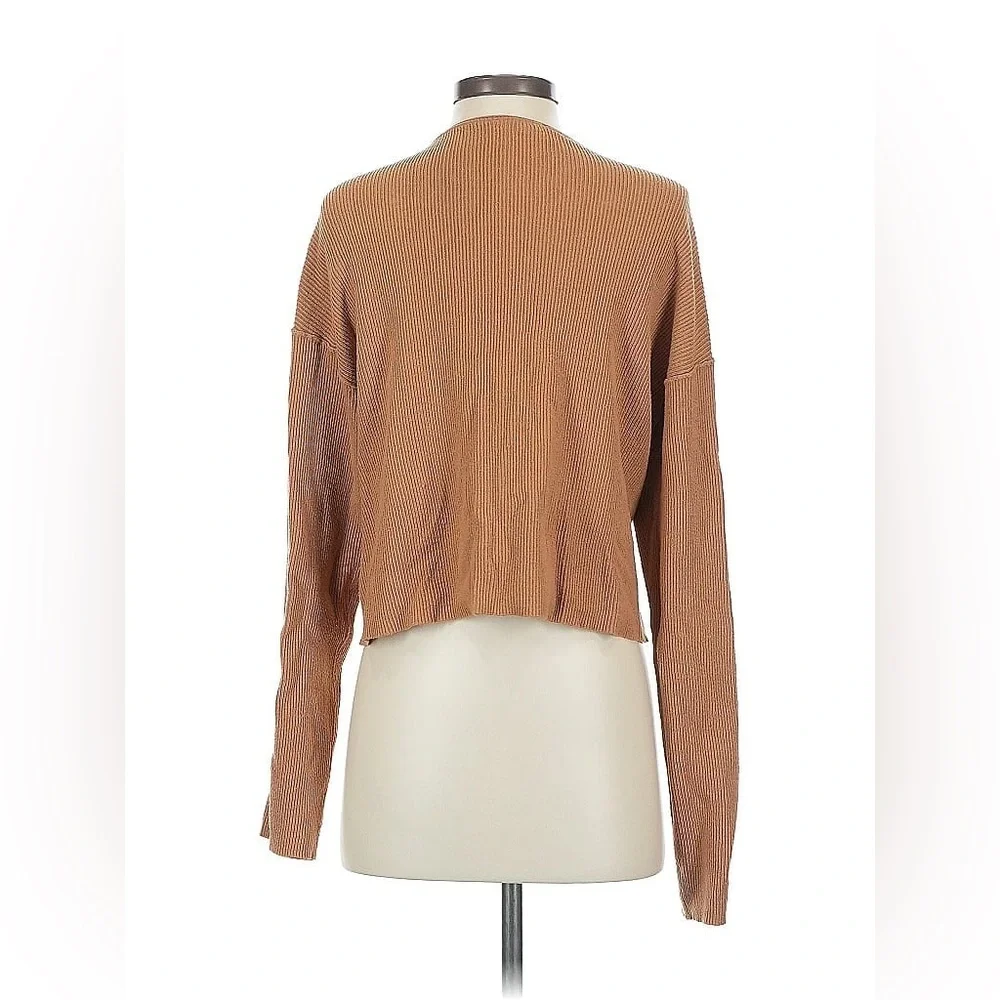 &merci Tan Ribbed Oversized Cropped Sweater‎ Top Small S